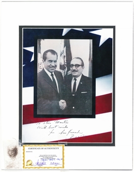 President Richard Nixon Lock of Hair Collage (White House Barber Family Provenance)